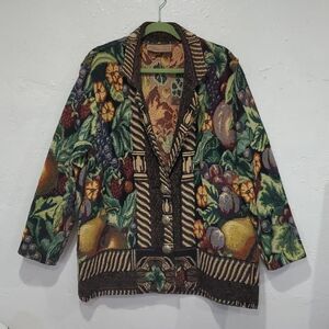 Vintage Painted Pony Needlepoint Style Cardigan Sweater Jacket One Size